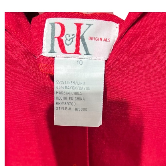 R&K Originals Red Linen Blend Sleeveless Maxi Dress – Size 10 - Picture 3 of 4